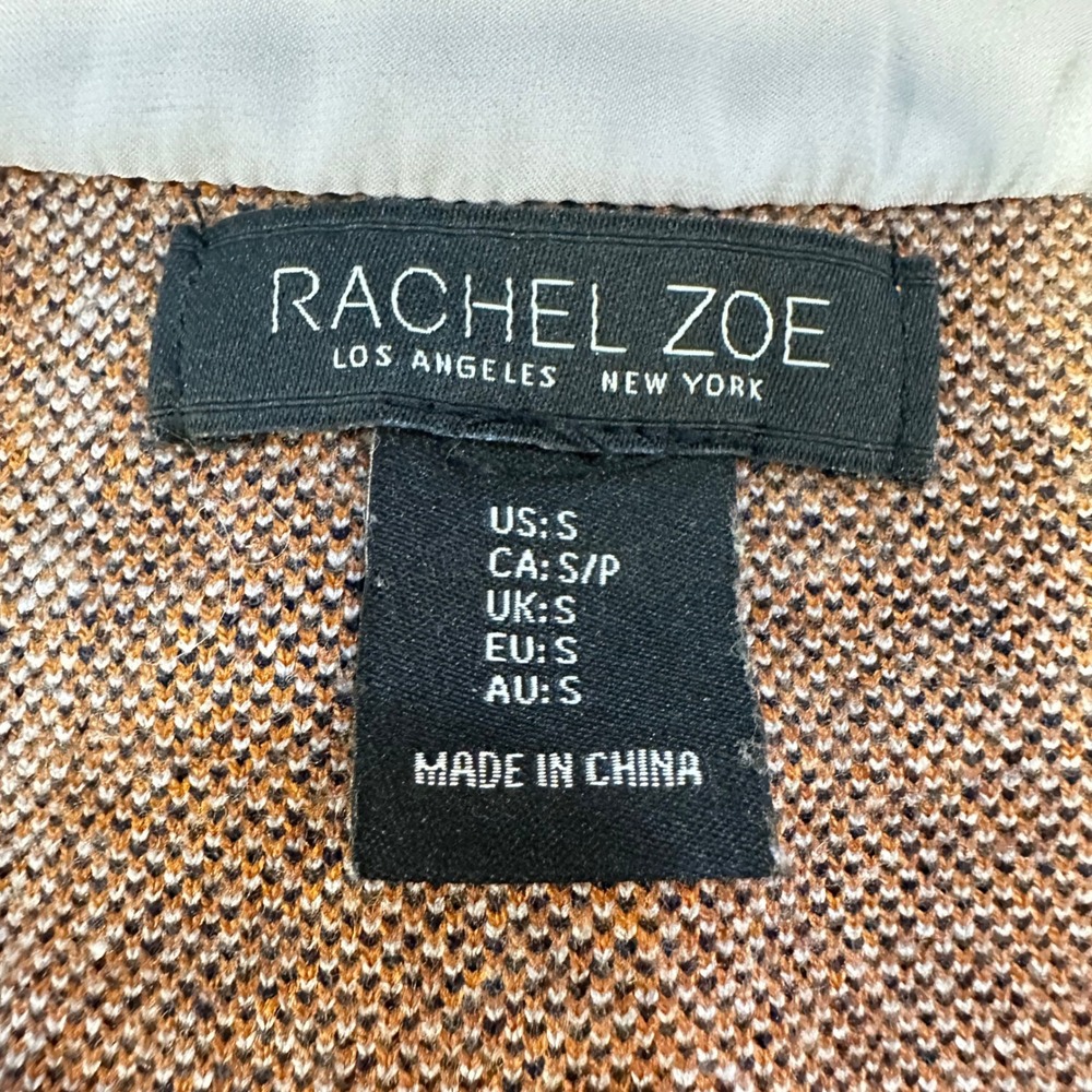 Rachel Zoe Twofer Sweater Women Orange Plaid V-Neck Cardigan Academia Chic S - Picture 4 of 6